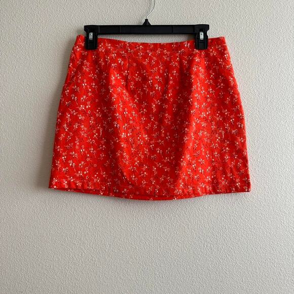 handmade orange white floral mini skirt - Picture 9 of 11